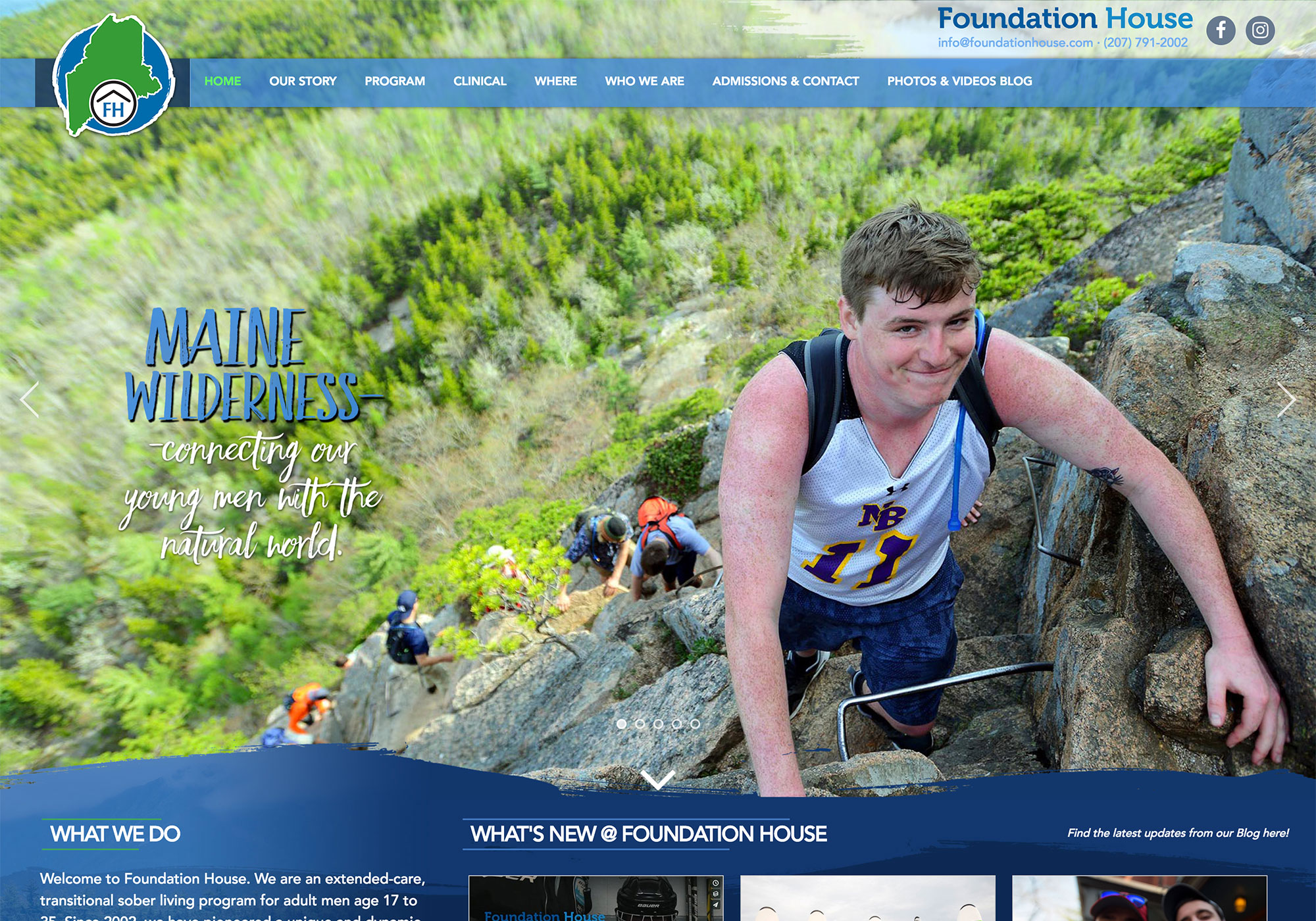 A screenshot of the SlickFish Studios designed and developed website for Foundation House in Portland, Maine