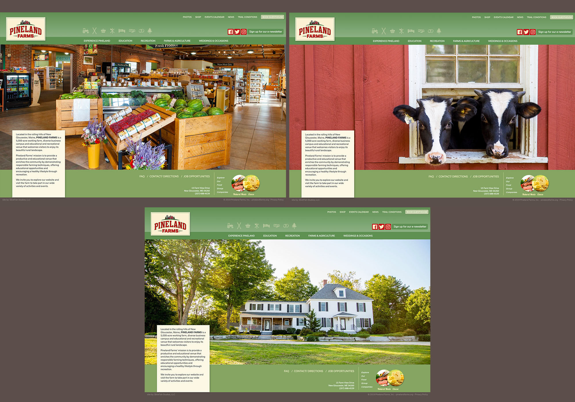 A website for a working farm and diverse business and education campus in Maine.